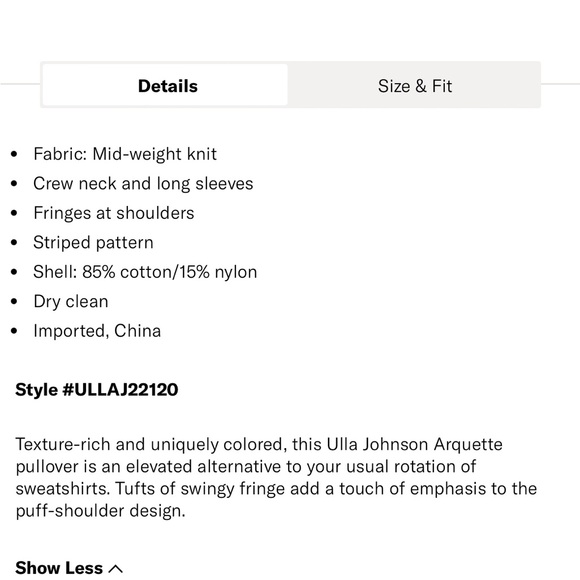 Ulla Johnson Arquette Fringe Crewneck Sweater, Size S - Picture 6 of 10